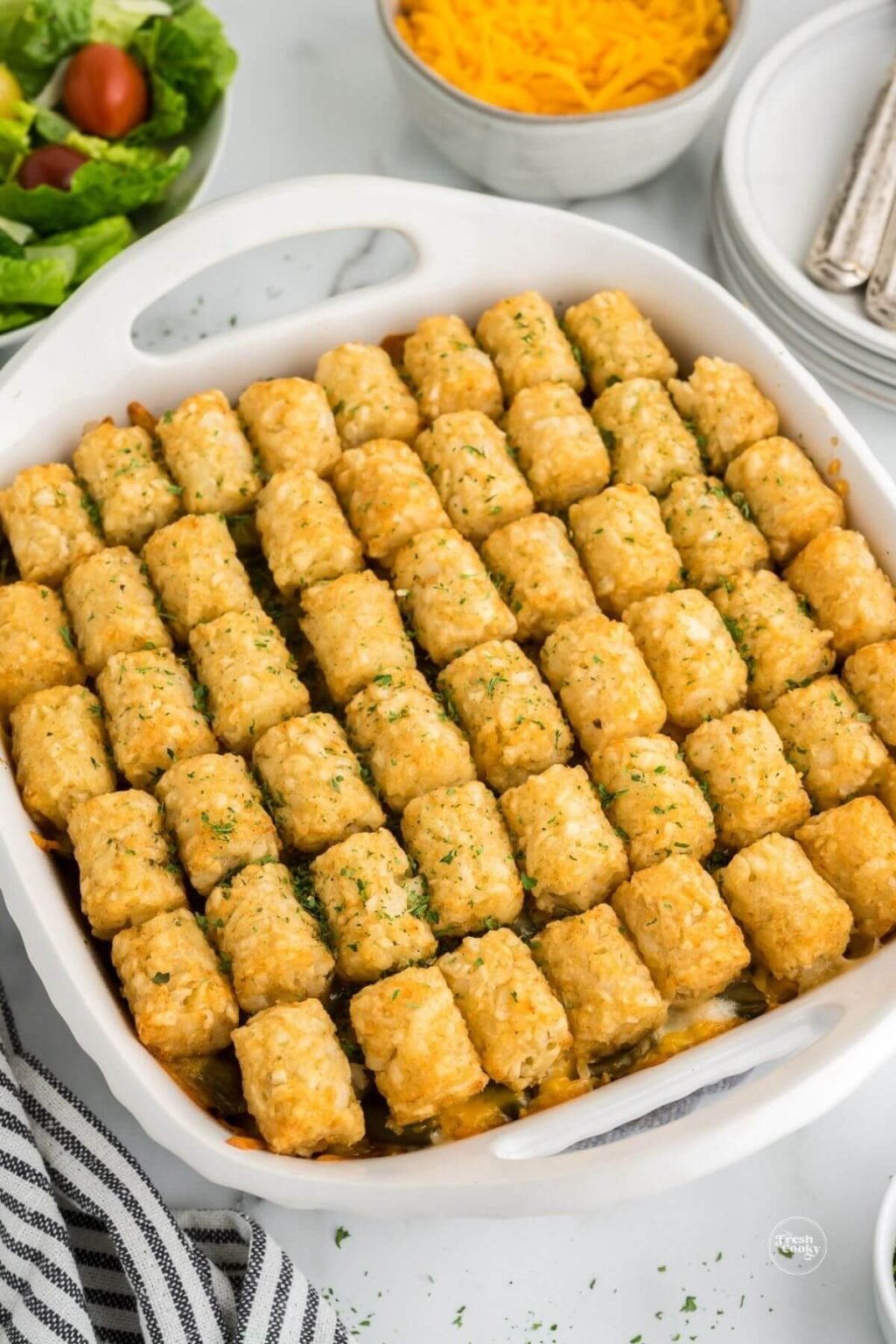 Best Cheesy Hamburger Tater Tot Casserole Recipe The Fresh Cooky