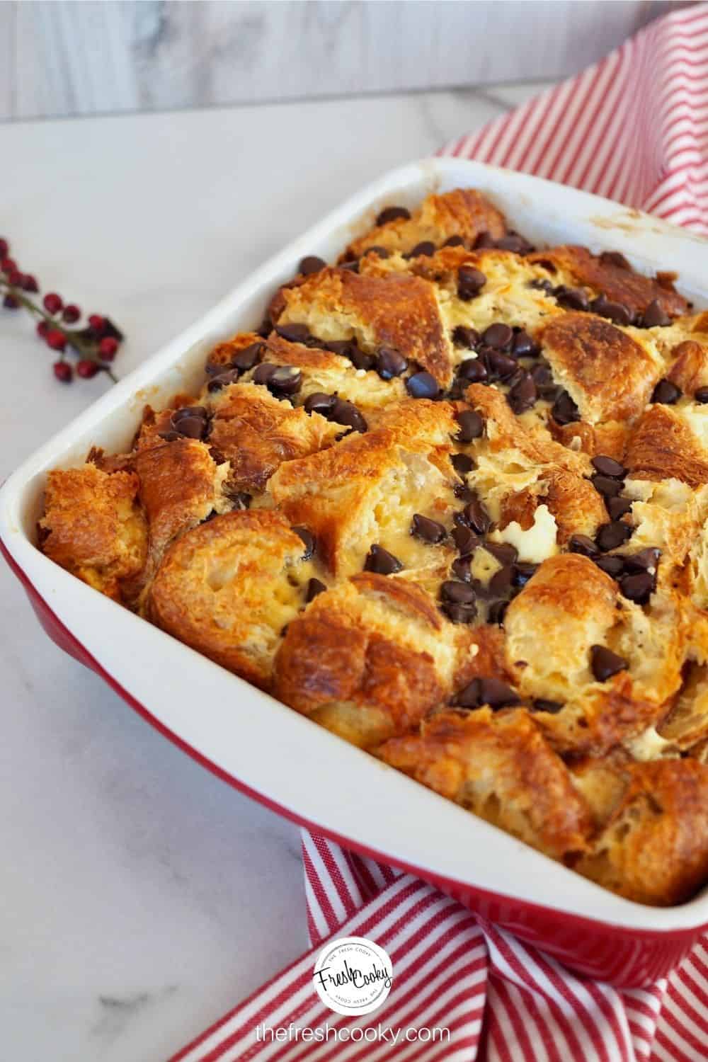 Easy Chocolate Croissant Baked French Toast • The Fresh Cooky