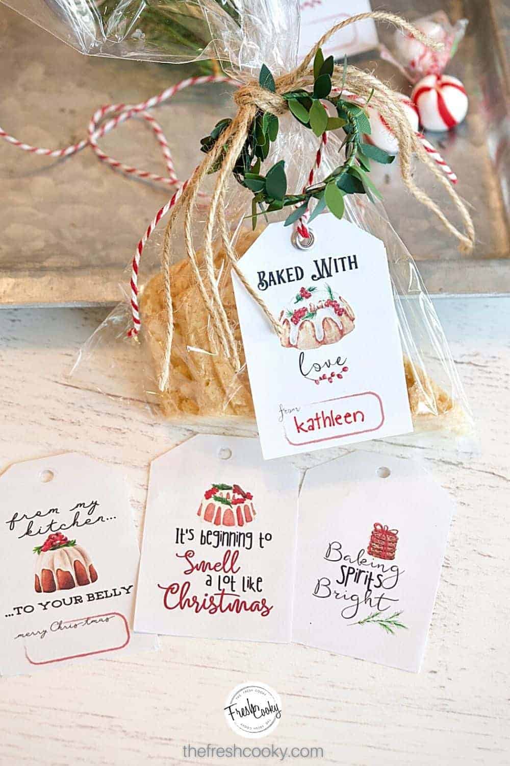 Cookie Recipe Christmas Gift Tag Editable Template, Holiday