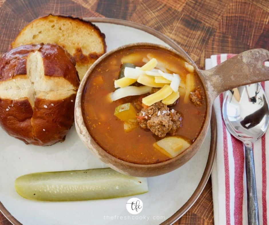 Easy Cheeseburger Soup Crockpot or Stovetop