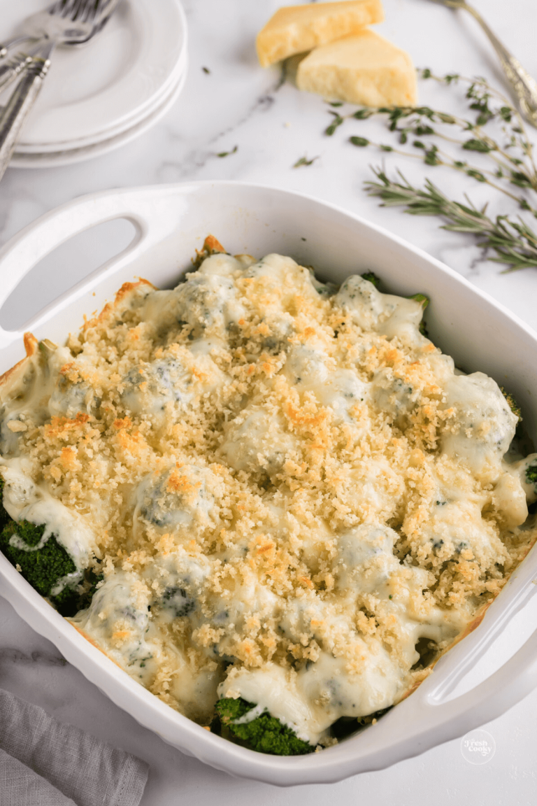 Easy Cheesy Broccoli Au Gratin Recipe • The Fresh Cooky